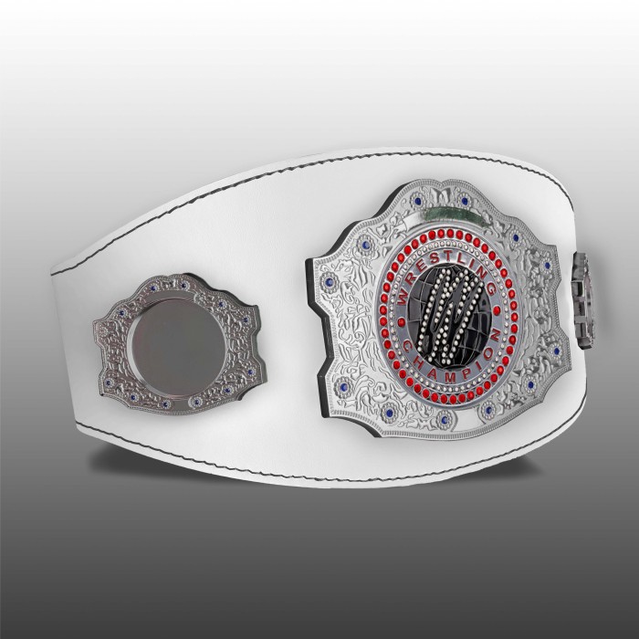 SILVER CHAMPIONSHIP BELT - XXLMIDI/S/WRESTGEM/S - AVAILABLE IN 4 LEATHER COLOURS